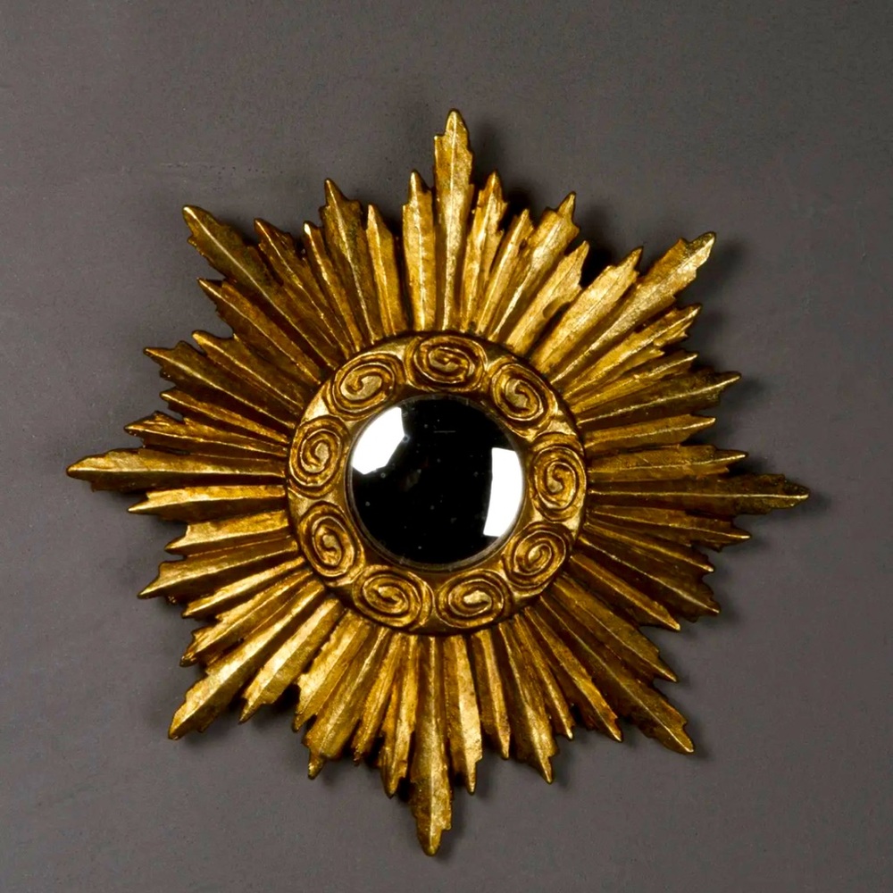 Dramatic Mini Convex Gold Sun Mirror